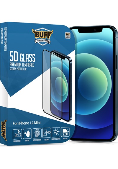 Buff Apple iPhone Uyumlu 12 Mini  Paket - 2x5d Ekran Koruyucu + Şeffaf Kılıf + Lens Koruyucu Glass
