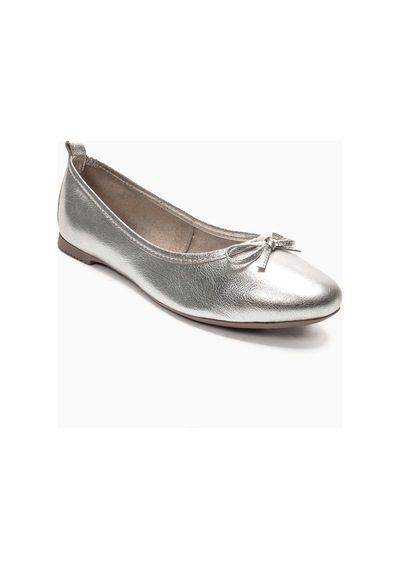 Luvishoes 01 Gümüş Cilt Hakiki Deri Kadın Babet Ayakkabı Gümüş