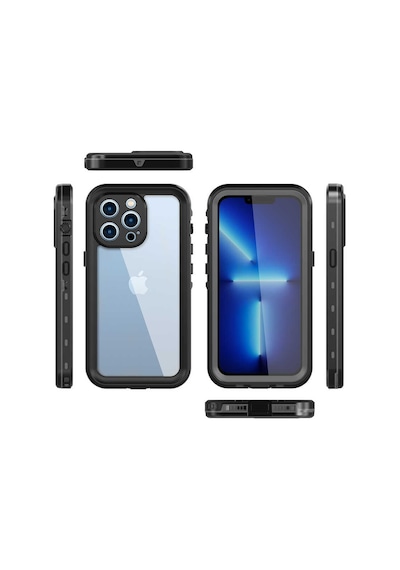 Apple iPhone 13 Pro Uyumlu 1-1 Su Geçirmez Kılıf-siyah Siyah Siyah