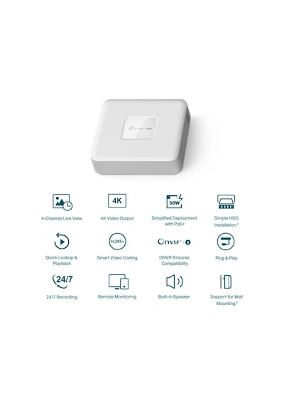 Tp-lınk Vıgı NVR1104H-4P 4 Kanal Poe 2xHDMI 1xVGA H265+ NVR Kayıt Cihazı