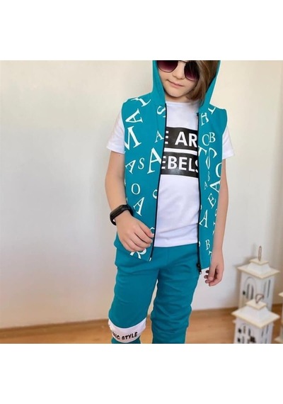 Erkek Çocuk Harfler Baskılı Yelekli Takım (492383987)