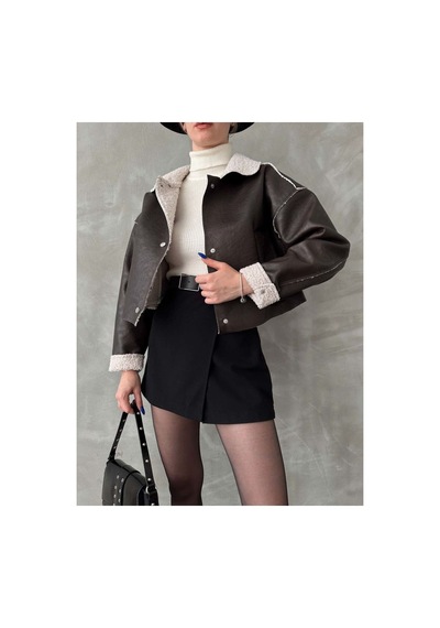 Verymoda Nubuk Yakası Kürklü F1577 Kahve