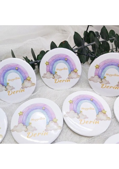 Morlu Gökkuşağı Kız Bebek Açacak Magnet Hediyelik 15 Adet