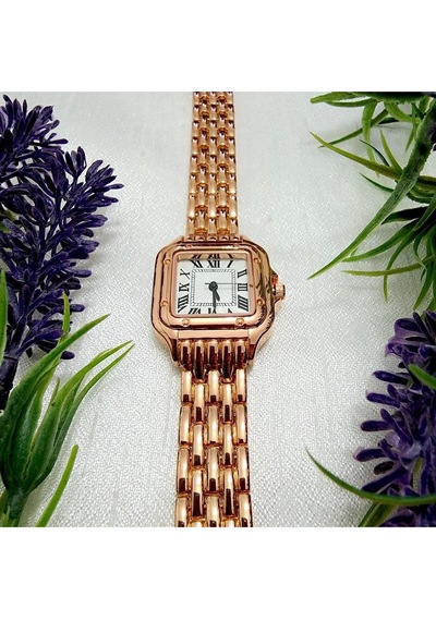 , Rose Gold Rengi, Roma Rakamlı, Modern Tasarım, Retro Tasarım, Hediyelik, Kadın Kol Saati Altın