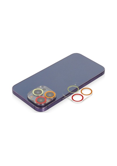 Apple iPhone Uyumlu, 12 Pro Max Renkli Kamera Lens Koruma Cam - Turuncu-kırmızı
