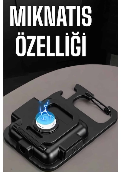 Kamp Işığı Çok Fonksiyonlu Taşınabilir Anahtarlık Kapak Açma Manyetik Özelliği ANTRASİT