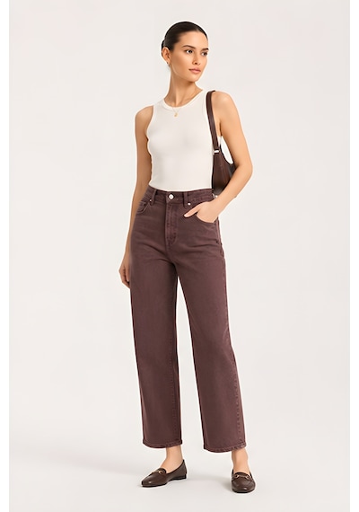 Lili Woman Kadın Kahverengi Bol Paça Denim Pantolon Ty.msm01k