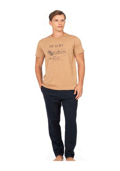 Pierre Cardin 6138 Erkek Kısa Kollu Bisiklet Yaka Pijama Takımı-kahve Kahverengi
