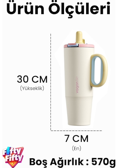 Tumbler 1200 Ml Tek Kapak Çift Kullanım Pipetli Rahat İçim Kulplu Paslanmaz Çelik Termosffvgn1114-1200ml Pembe