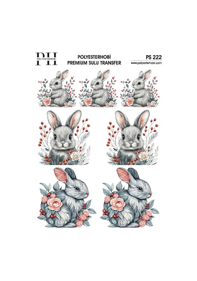 Polyesterhobi Premium Sulu Transfer 25x35 Cm Tavşan Desenli Ps 222