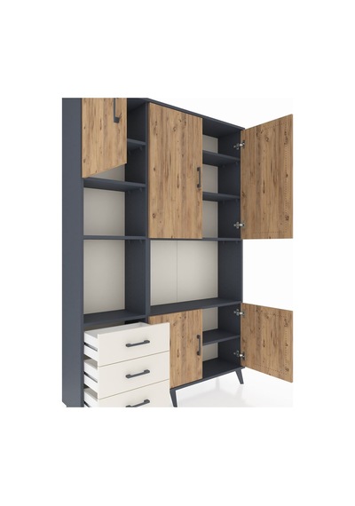 Arges Dolap 9 Raflı 3 Çekmeceli 5 Kapaklı 132x30x195 Antrasit... Antrasit