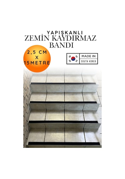 2,5 Cm X 15 Metre Yapışkanlı Zemin Kaydırmaz Bant - 60 Kum Siyah Zımpara Merdiven Havuz Rampa Güvenlik Bandı Su Geçirmez Kaygan Zemin Çözümü Kendinden Yapışkanlı Basamak Koruyucusu Kaydırmazlık Bandı