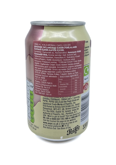 Pepsi Cream Soda Flavour Zero Sugar - Vanilya Kola Aromalı Gazlı İçecek 330 Ml