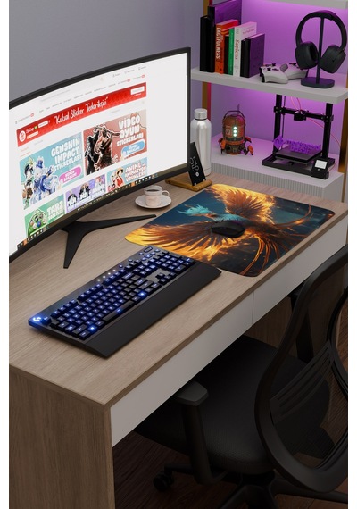 Anka Kuşu Kaymaz Dikişli Kauçuk Oyuncu Mousepad V1 - 48x40 Xl Gaming Mouse Pad Fare Altlığı