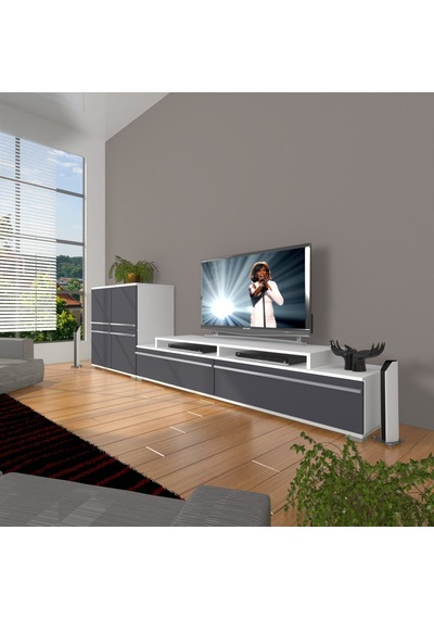Decoraktiv Ekoflex On Mdf Tv Ünitesi Tv Sehpası Beyaz - Antrasit