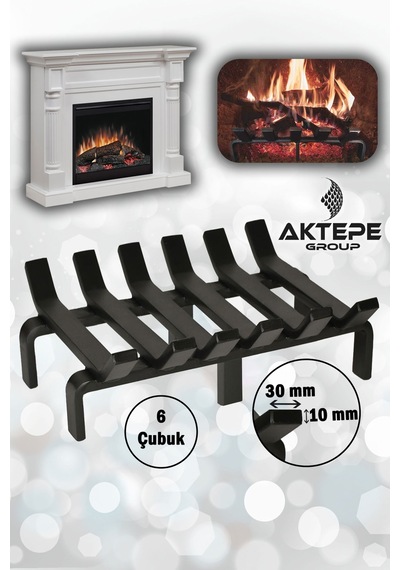 36 Cm X 32 Cm 6 Çubuklu Ekstra Şömine Izgarası Dar Gözlü Izgara