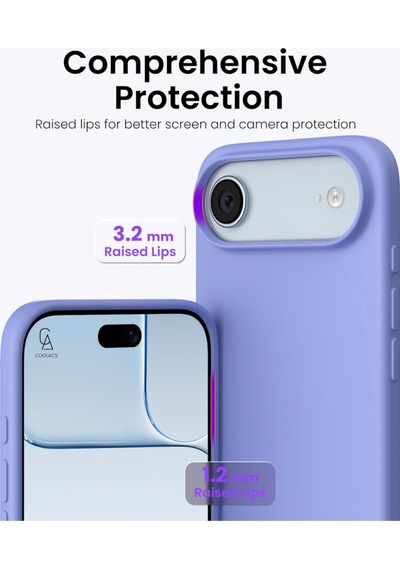 Apple Uyumlu iPhone 17 Air Içi Kadife Lansman Kılıf Ve 5d Tam Kaplayan Cam Ekran Koruyucu Lila