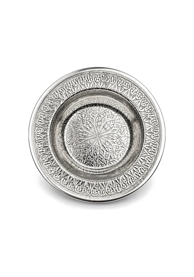Binbir Trend 15 Cm Otantik Desenli Krom Çelik Yanaklı Derin Meze Ve Sunum Tabağı 6 Adet Gümüş