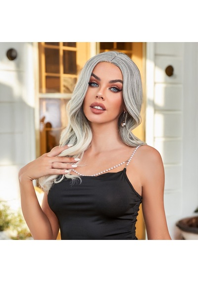 Siyah Beyaz Platin Ombre Ve Röfleli Tül Peruk - Zmff-582402 Renkli