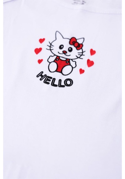 Gümüş 3'lü Kız Çocuk Hello Kitty Desenli Atlet Beyaz