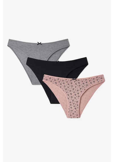 Penti Renkli Black Flower 3'lü Pamuklu Slip Külot