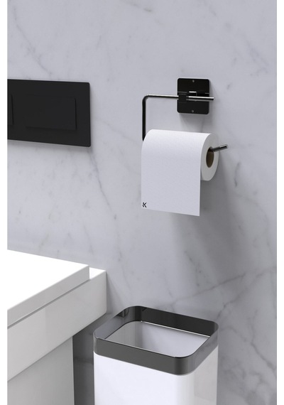 Karteya Yapışkanlı Siyah Tuvalet Kağıdı Tutacağı/tuvalet Wc Kağıtlık Siyah