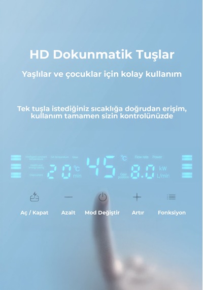 Merkezi Sistem Dijital Akıllı Şofben Büyük Boy Gri 12500w Banyo Ve Mutfakta Aynı Anda Sıcak Su