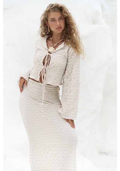 Mai Collection Mai Studios Co. Rania Bej Gömlek Etek Takım Bej