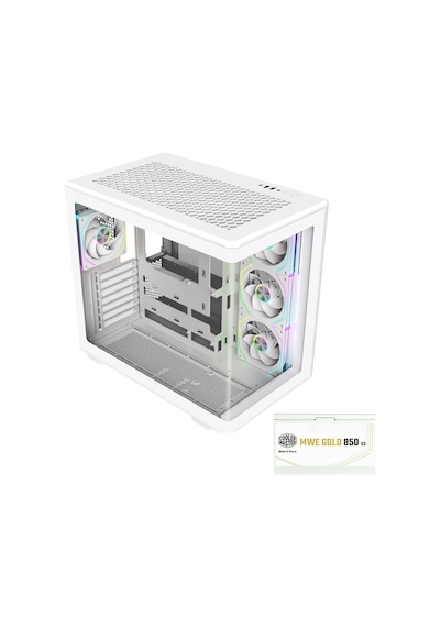 Cooler Master Elite 600 Argb Beyaz Tempered Glass Usb 3.2 850w 80+ Gold Atx 3.1 Gen5 Atx Mid Tower Kasa