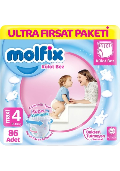 Molfix Külot Bez Ultra Fırsat Paketi 4 Beden 9-14 Kg 86 Adet 4 Numara