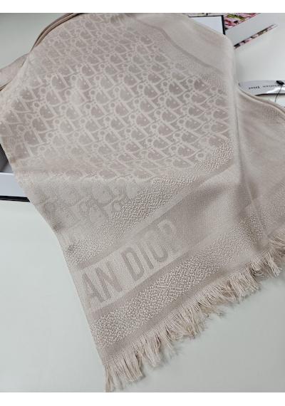Cd Desen Kaşmir İpek Şal Silk Scarfs Hijab İthal Ürün Pudra