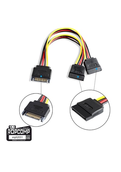 Ropcomp 15-pin Sata 2x Dişi - Erkek Y Çoklayıcı Kablo