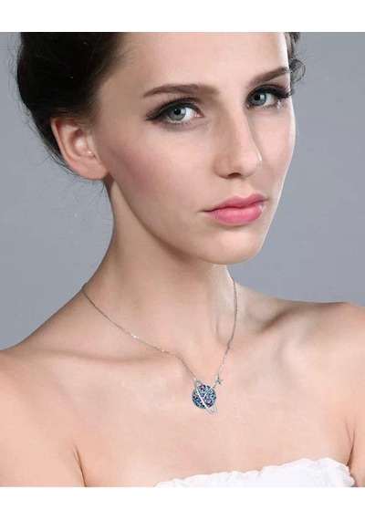 Brezza Lusso Jewelry Gezegen Kolye Mix Taşlı Gümüş Kadın Kolye 45 CM