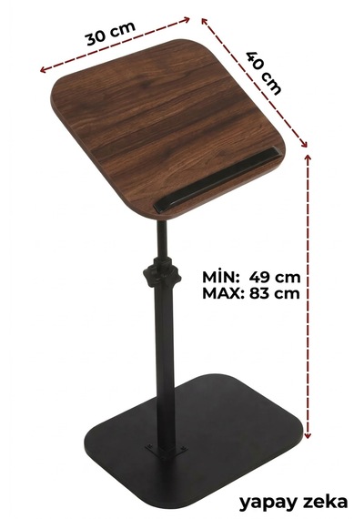 Ayarlanabilir Mdf Laptop Sehpası Ayaklı Çok Amaçlı Sehpa 30x40 Cm Ceviz