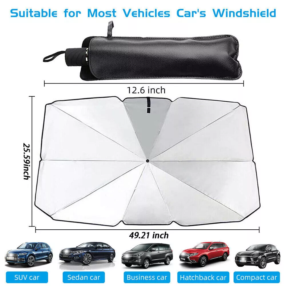 Tüm Araçlar Için Araba Ön Cam Güneşlik Katlanabilir Güneşlik Şemsiye Ön Cam Gölgelik Esnek 140 X 80