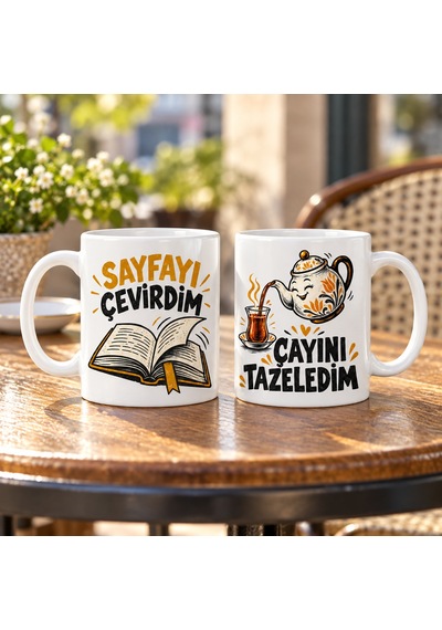 Dilaratrendhouse Kitap Arkadaşları 2'li Porselen Kupa Seti - Model 853 Dlra