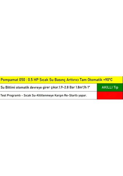 Pompamat 050 0.5 Hp Kendinden Hidromatlı Sıcak Su Hidroforu Güneş Enerjisi Pompası