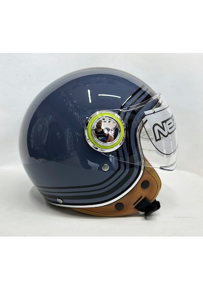 Nero Tk-06 Şefaf Vizörlü Yarım Açık Kask Gri Yeşil