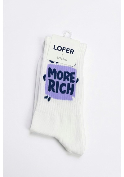 Lofer Erkek Yazılı Uzun Çorap More Rich Lfr-kc1 Corap Beyaz