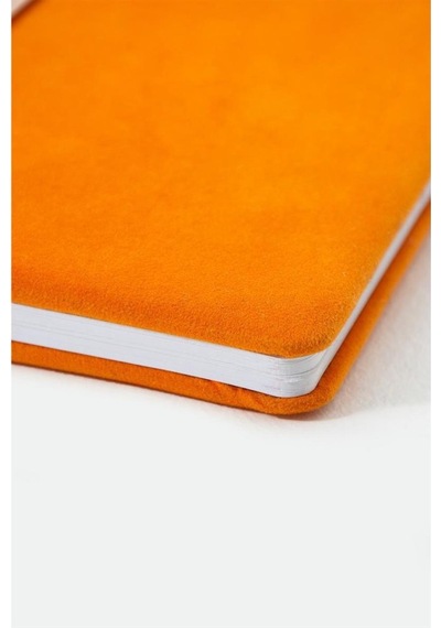 Sevimli Balon Balığı Nakışlı Turuncu Kumaş Kapak Magnet Ayraçlı Spiralli A5 Defter
