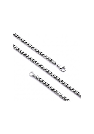Premium Parlak Ve Şık Arnavut Erkek 316l Çelik Kolye 3mm 55cm 3183eck042 - Gümüş Renk