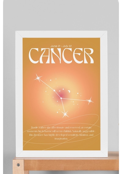 Cancer Yengeç Burcu Çerçeveli Tablo Aura Enerji Renkleri Astrolojik Takım Yıldızı Sembolü