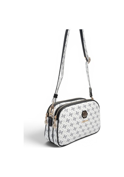 Silver & Polo Silver Polo Beyaz - Siyah Monogram Kadın Çapraz Çanta Sp745