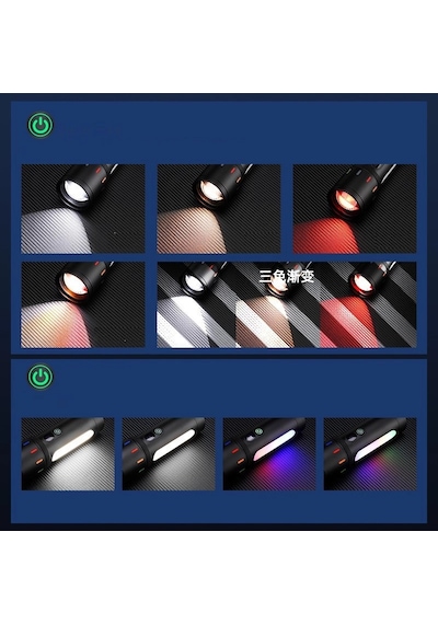 Bd-6 30w Tg + Rgb Led Alüminyum Alaşımlı Zoomlu Type-c Pil Göstergeli Şarjlı El Feneri