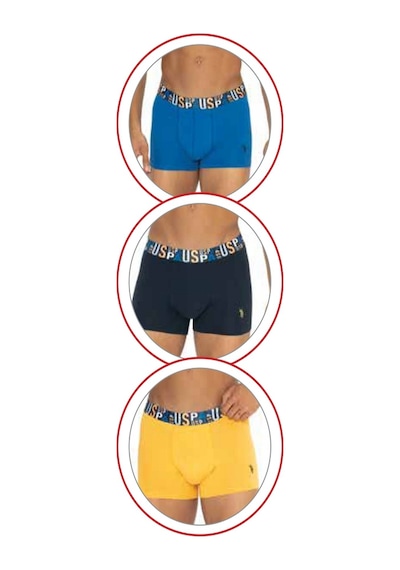 U.S. Polo Assn. U.s Polo Assn. 80572 Erkek Pamuklu 3'lü Boxer-saks&sarı&lacivert Saks&sarı&lacivert