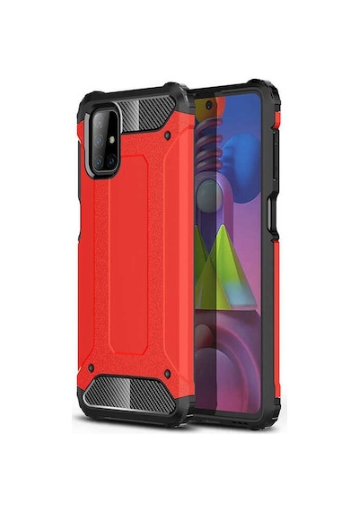 Kilifone - Samsung Uyumlu Galaxy M51 - Kılıf Çift Katman Zırh Tank Crash Military Kapak - Kırmızı