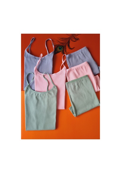 Demirsa Boutique Pamuklu Fitilli Likralı Pembe, Mavi, Yeşil Ribana Kadın İp Askılı 3'lü Atlet Ve Külot-şort Takım Pembe-yeşil-mavi1 Demirsa Boutique Pamuklu Fitilli Likralı Pembe, Mavi, Yeşil Ribana Kadın İp Askılı 3'lü Atlet Ve Külot-şort Takım Pembe-yeşil-mavi1