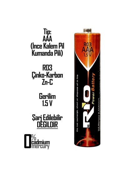 Rio 8li Aaa R03 İnce Kalem Pil Kumanda Pili Çinko Karbon Pil Zn-c 1.5v