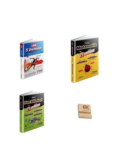 Aydın Lgs 8. Sınıf Tüm Dersler 5li Deneme Matematik Ve Fen Bilimleri 15li Deneme 3lü Set