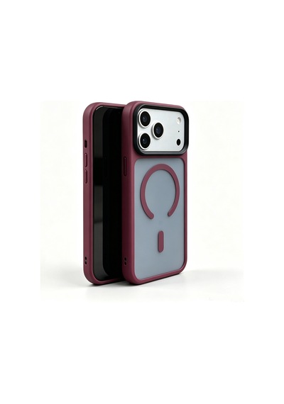 Maks Technology Apple Uyumlu iPhone 18 Pro Kılıf Mat Arka Yüzey Wireless Şarj Özellikli Mkst Flet M-safe Kapak - Mürdüm